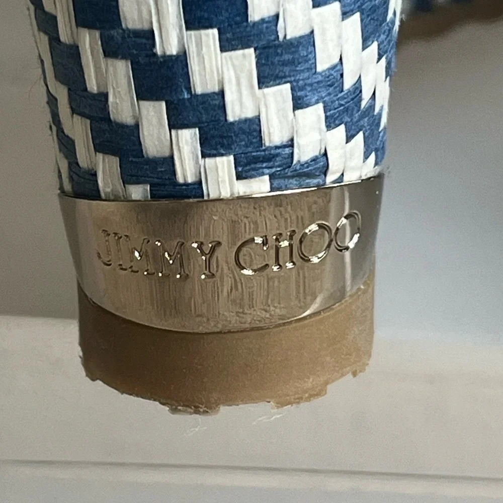 Jimmy Choo Portia 120 Raffia Wedge Sandals Authentic
